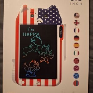 Source Unknown Red & White Kids LCD Drawing Tablet with Stylus - Cat Design